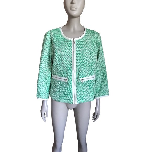 Cabi Green and White Patterned Jacket - Picture 2 of 5